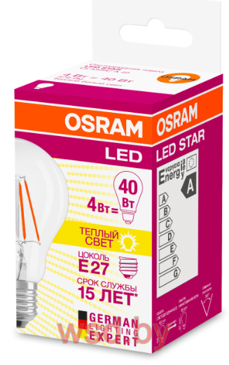 LEDSCLA40 4W/827 230V FIL E27 FS1 OSRAM Cветодиодная филаментная лампа. Фото N2