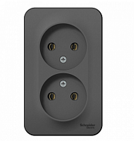 BLANCA Открытой Установки РОЗЕТКА двойная без заземления без шторок, 16А, 250В, АНТРАЦИТ (Schneider Electric) Systeme Electric