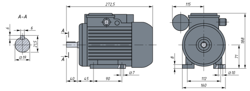 АИРЕ71А2  0,55кВт 3000об/мин Электродвигатель IM 1081 (лапы) фото 2