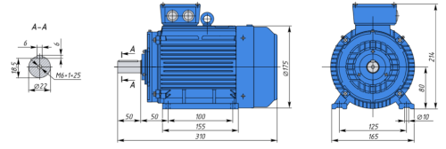 АИР80В2 IE1 2,2кВт 3000об/мин Электродвигатель IM 1081 (лапы) фото 2