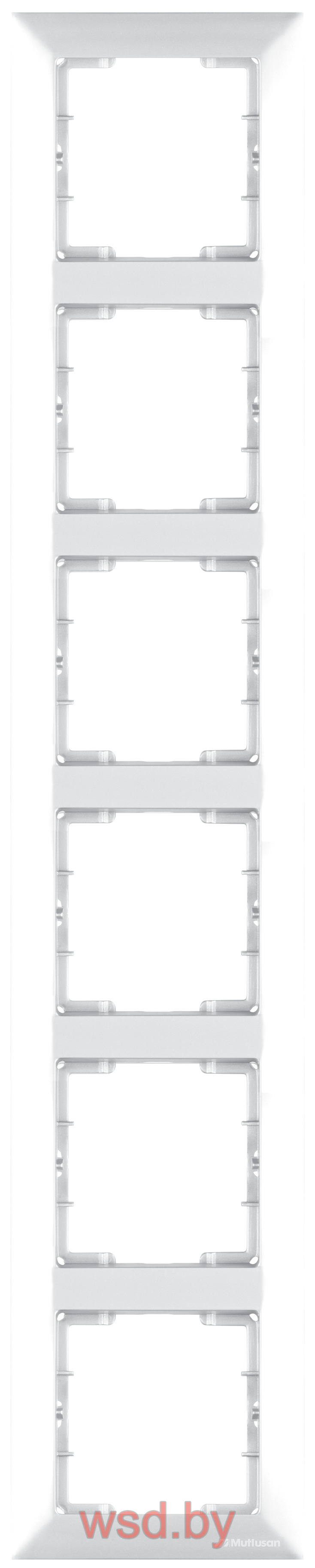 Candela - Рамка 6 постов, к механизмам серии 21, вертикальный монтаж, белый