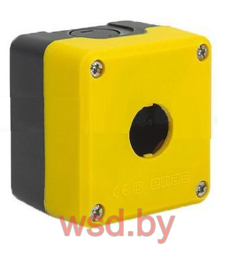 Корпус для поста кнопочного, пластик, желтый /черный, 1  место, 68x72x52mm, IP65