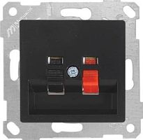 Аудиорозетка Mutlusan Rita, пруж.зажимы, 2-х контактная, черный мат