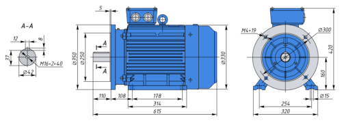 АИР160S2 IE1 15кВт 3000об/мин Электродвигатель IM 2081 (комбинированный) фото 2