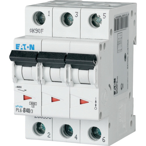 Авт. выключатель EATON PL6-C40/3, 3P, 40A, хар-ка C, 6kA, 3M