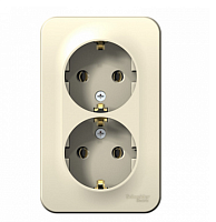 BLANCA Открытой Установки РОЗЕТКА двойная с заземлением без шторок, 16А, 250В, МОЛОЧНЫЙ (Schneider Electric) Systeme Electric