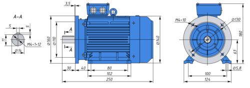 АИР63В2 0,55кВт 3000об/мин Электродвигатель IM 2081 (комбинированный) фото 2