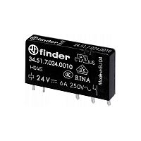 Ультратонкое электромагнитное реле Finder 345170240010, 1CO, 6A(250VAC/30VDC), 24VDC