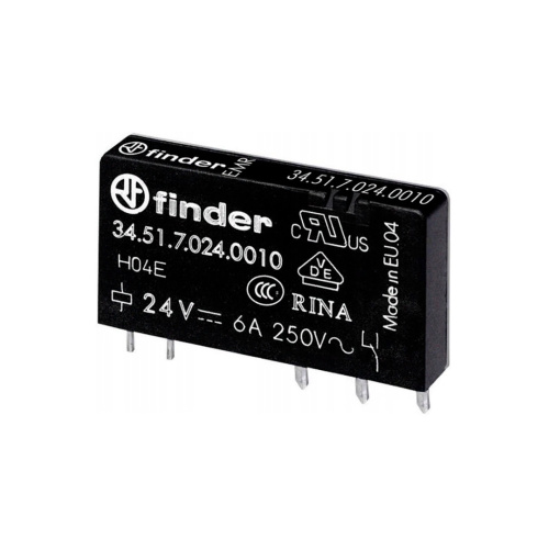 Ультратонкое электромагнитное реле Finder 345170240010, 1CO, 6A(250VAC/30VDC), 24VDC