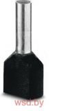Кабельный наконечник AI-TWIN 2X 1,5 - 8 BK изолированный, двойной, сечение 1,5mm2, длина 8mm, черный (упак. 100шт.)