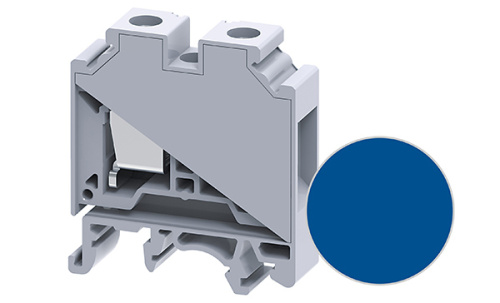 Клемма проходная Connectwell CTS16UBU /12x43mm, винтовая, 2 присоед., 16mm2, 76A, 1000V, синяя