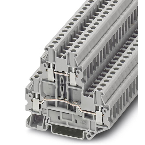 Клемма двухъярусная Phoenix Contact UTTB 2,5 /5,2mm, винтовая, 4 присоед., 2,5(max 4)mm2, 24A, 500V, серая