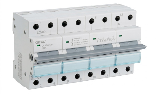 Переключатель модульный GEYA GYHO8-125, 4CO, 125A(AC-22A), тип 1-0-2, 8M