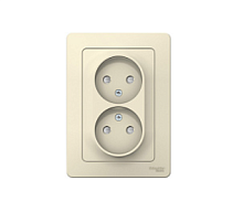 BLANCA Скрытой Установки Розетка двойная без заземления со шторкамиор., 16А, 250В, МОЛОЧНЫЙ (Schneider Electric) Systeme Electric