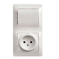 БЛОК: Розетка + 1клавишный ВЫКЛЮЧАТЕЛЬ бел GLOSSA (Schneider Electric) Systeme Electric