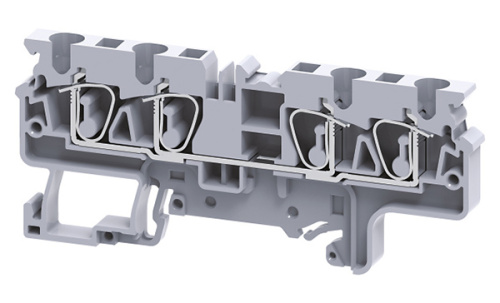 Клемма проходная Connectwell CX4/4 /6x86,2mm, пружинная, 4 присоед., 4(max 6)mm2, 32A, 1000V, серая