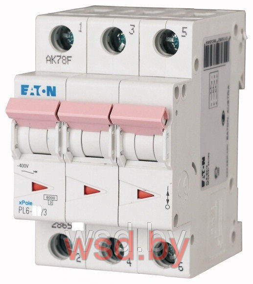 Автоматический выключатель EATON PL6-C2/3, 3P, 2A, C, 6kA, 3M