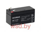 Батарея аккумуляторная Acumax AM1.3-12, T1, 12V/1.3Ah, 58x97x43 HxLxW, 0.57kg, 6-9 лет