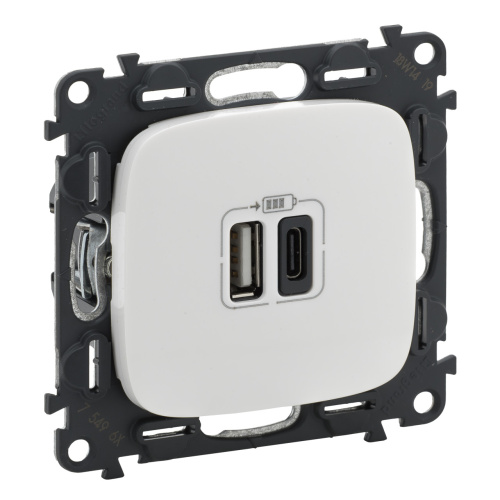 Legrand Valena Allure - Зарядное устройство 2xUSB Type A+C , 3000мА, белый (индивидуальная упаковка)