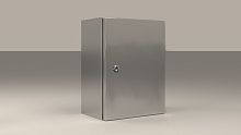 Щит ETA ECOR моноблочный 400x300x150мм (ВxШxГ) из нерж. стали навесной с монт. панелью однодверный, 1 язычковый замок, дно глухое, IP66