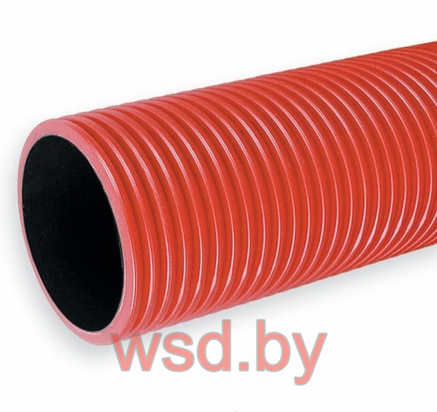 Труба ПНД/ПВД d.33 гибкая гофрированная двухстенная Красная с зондом (бухта 50м)