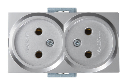 Розетка Mutlusan Rita двойная 2x2P, керамическая, нерж. сталь