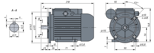 АИРЕ56А4 0,12кВт 1500об/мин Электродвигатель IM 2081 (комбинированный) фото 2