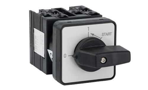 Переключатель Kripal UKT0-3-15513/E, 3P, 20A, тип 0-1←START (45°), на дверь, фронт IP65