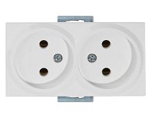 Розетка Mutlusan Rita двойная 2x2P, керамическая, белая