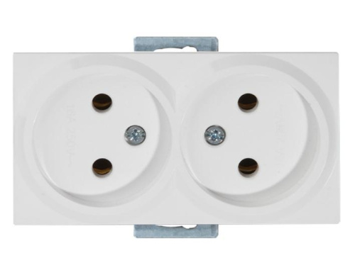 Розетка Mutlusan Rita двойная 2x2P, керамическая, белая Розетка Mutlusan Rita двойная 2x2P, керамическая, белая