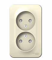 BLANCA Открытой Установки РОЗЕТКА двойная без заземления со шторками, 16А, 250В, МОЛОЧНЫЙ (Schneider Electric) Systeme Electric