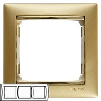 Legrand Legrand Valena - Рамка 3 поста вертикальная/горизонтальная, матовое золото