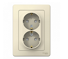 BLANCA Скрытой Установки Розетка двойная с заземлением со шторками, 16А, 250В, МОЛОЧНЫЙ (Schneider Electric) Systeme Electric