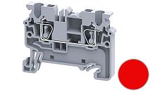 Клемма проходная Connectwell CX2.5 /5x50mm, пружинная, 2 присоед., 2,5(max 4)mm2, 24A, 1000V, красная