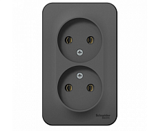 BLANCA Открытой Установки РОЗЕТКА двойная без заземления без шторок, 16А, 250В, АНТРАЦИТ (Schneider Electric) Systeme Electric