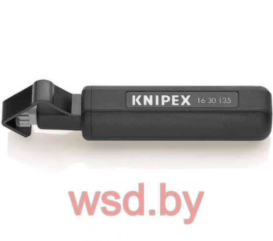 Стриппер для круглого кабеля (ПВХ, резина, силикон, ПТФЭ), реза: по окружности и продольный, L-135 мм, SB (KNIPEX). Фото N2