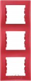 Рамка 3-постовая, вертикальная, Красный SEDNA