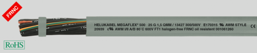 MEGAFLEX® 500 безгалогеновый, трудновоспламеняемый, маслостойкий, устойчивый к УФ-излучению, гибкий, с разметкой метража 61G1.5