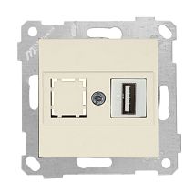 Розетка Mutlusan Rita 1xUSB Type A, для передачи данных, слоновая кость