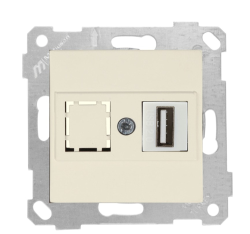 Розетка Mutlusan Rita 1xUSB Type A, для передачи данных, слоновая кость
