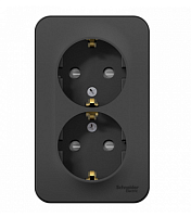 BLANCA Открытой Установки РОЗЕТКА двойная с заземлением со шторками, 16А, 250В, АНТРАЦИТ (Schneider Electric) Systeme Electric