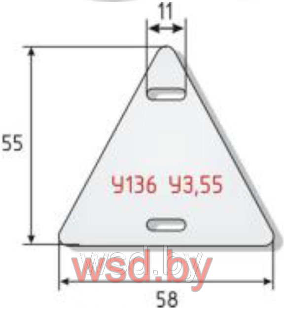 Бирка кабельная У136 (Треугольник 55х58мм.) (упак/100шт)