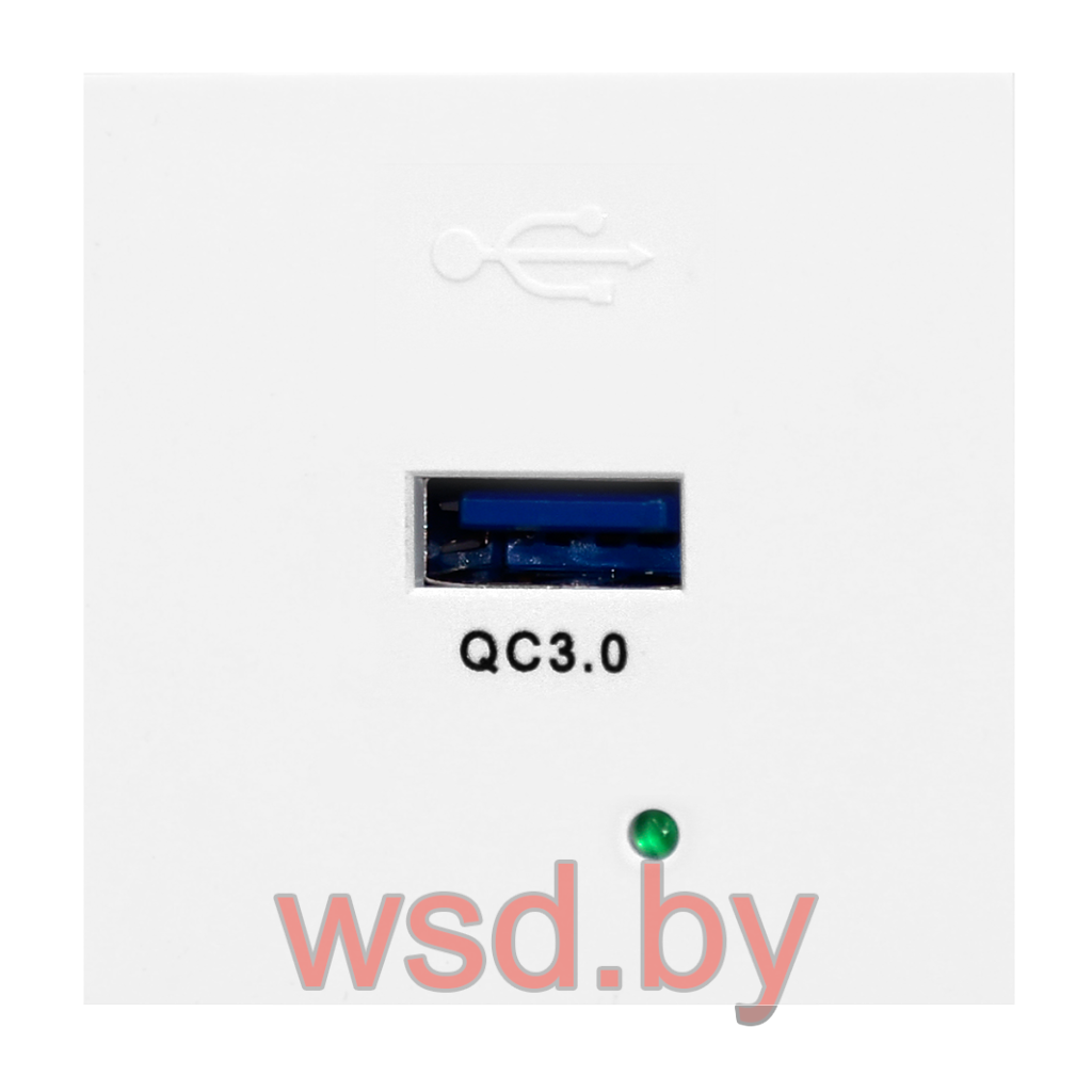 Noen - Розетка USB Type A,быстрая зарядка, 2М, 3A/5V, 2A/9V, 1,5A/12V, в комплекте с рамкой, белая