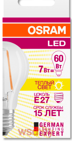 LEDSCLA60 7W/827 230V FIL E27 FS1 OSRAM Cветодиодная филаментная лампа. Фото N2
