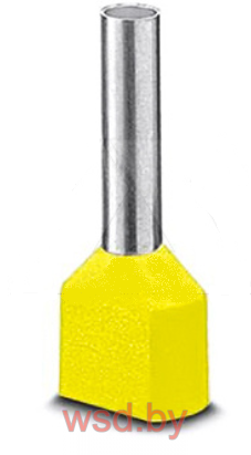 Кабельный наконечник AI-TWIN 2X 6 - 14 YE изолированный, двойной, сечение 6mm2, длина 14mm, желтый (упак. 100шт.). Фото N2