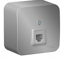 BLANCA Открытой Установки РОЗЕТКА телефонная RJ11, АЛЮМИНИЙ (Schneider Electric) Systeme Electric