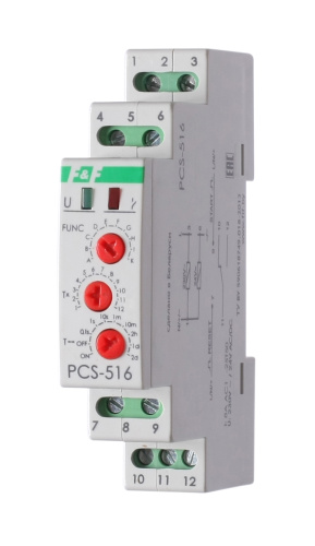 Реле времени PCS-516 многофункциональное, с входами START и RESET, 1 модуль, монтаж на DIN-рейке 230В AC, 24B AC/DC 8А 1NO/NC Реле времени PCS-516 многофункциональное, с входами START и RESET, 1 модуль, монтаж на DIN-рейке 230В AC, 24B AC/DC 8А 1NO/NC