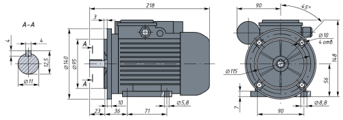 АИРЕ56C2  0,25кВт 3000об/мин Электродвигатель IM 2081 (комбинированный) фото 2