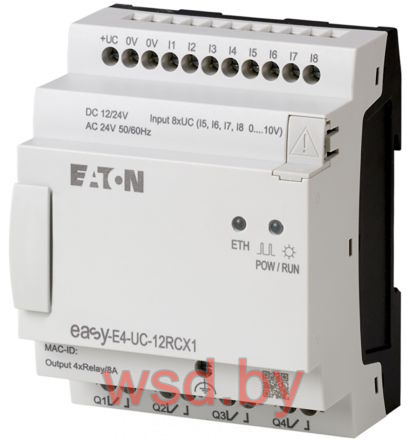 Программируемый логический контроллер EASY-E4-UC-12RCX1, 12_24VDC/24VAC, 8DI(4AI), 4RO, RTC, Ethernet
