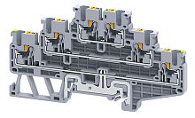 Клемма трехъярусная Connectwell CPTLG2.5 /5x102mm, push-in, 6 присоед., L/L/PE, 2,5(max 4)mm2, 20A, 500V, серая